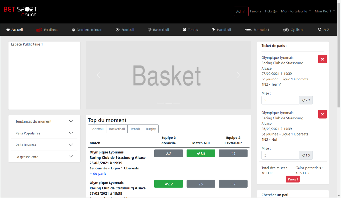 Online Bet (Symfony)